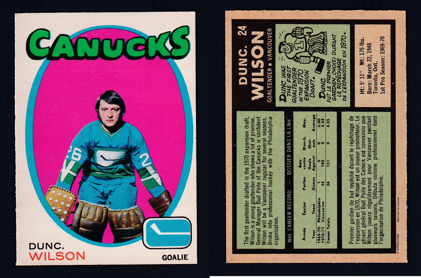 1971-72 O-PEE-CHEE HOCKEY CARD #24 D. WILSON photo 1971-72 O-PEE-CHEE HOCKEY CARD #24 D. WILSON photo
