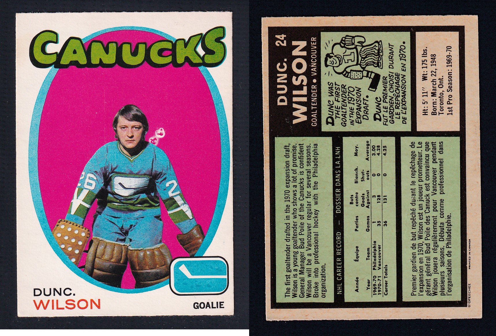 1971-72 O-PEE-CHEE HOCKEY CARD #24 D. WILSON photo 1971-72 O-PEE-CHEE HOCKEY CARD #24 D. WILSON photo