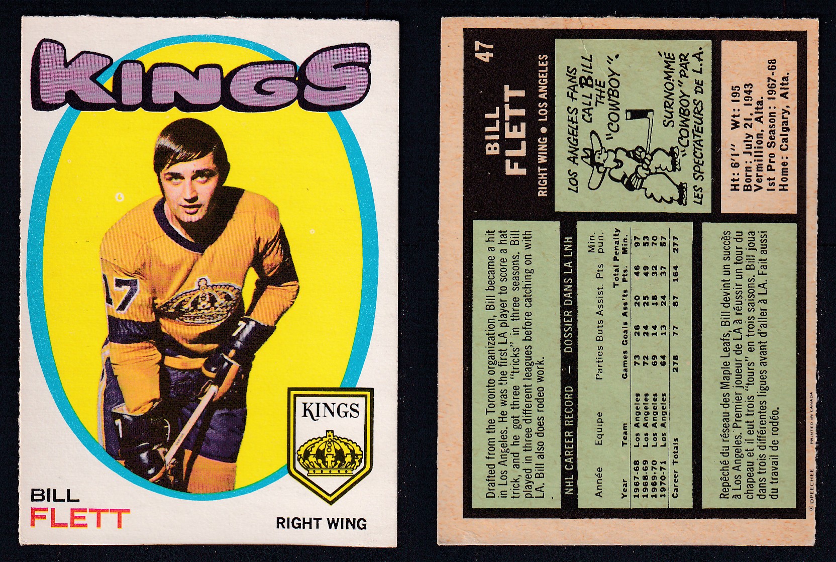 1971-72 O-PEE-CHEE HOCKEY CARD #47 B. FLETT photo