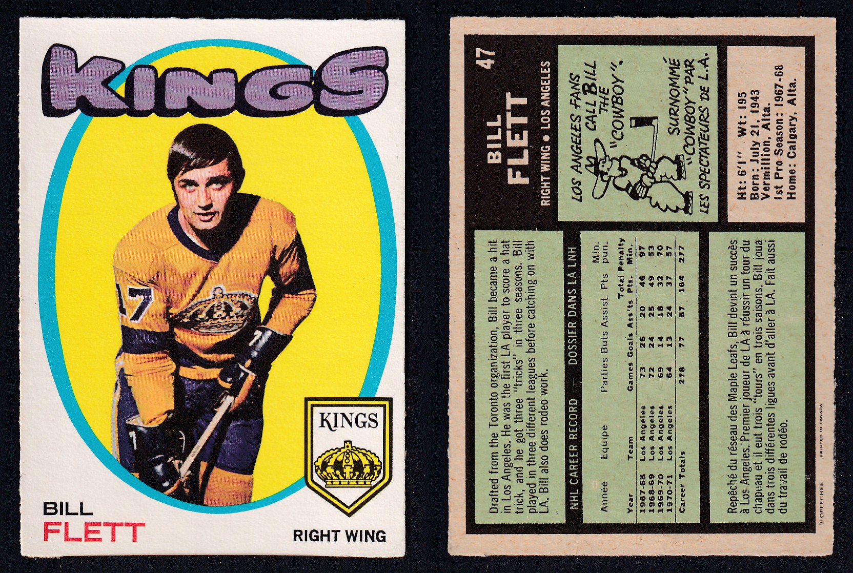 1971-72 O-PEE-CHEE HOCKEY CARD #47 B. FLETT photo 1971-72 O-PEE-CHEE HOCKEY CARD #47 B. FLETT photo