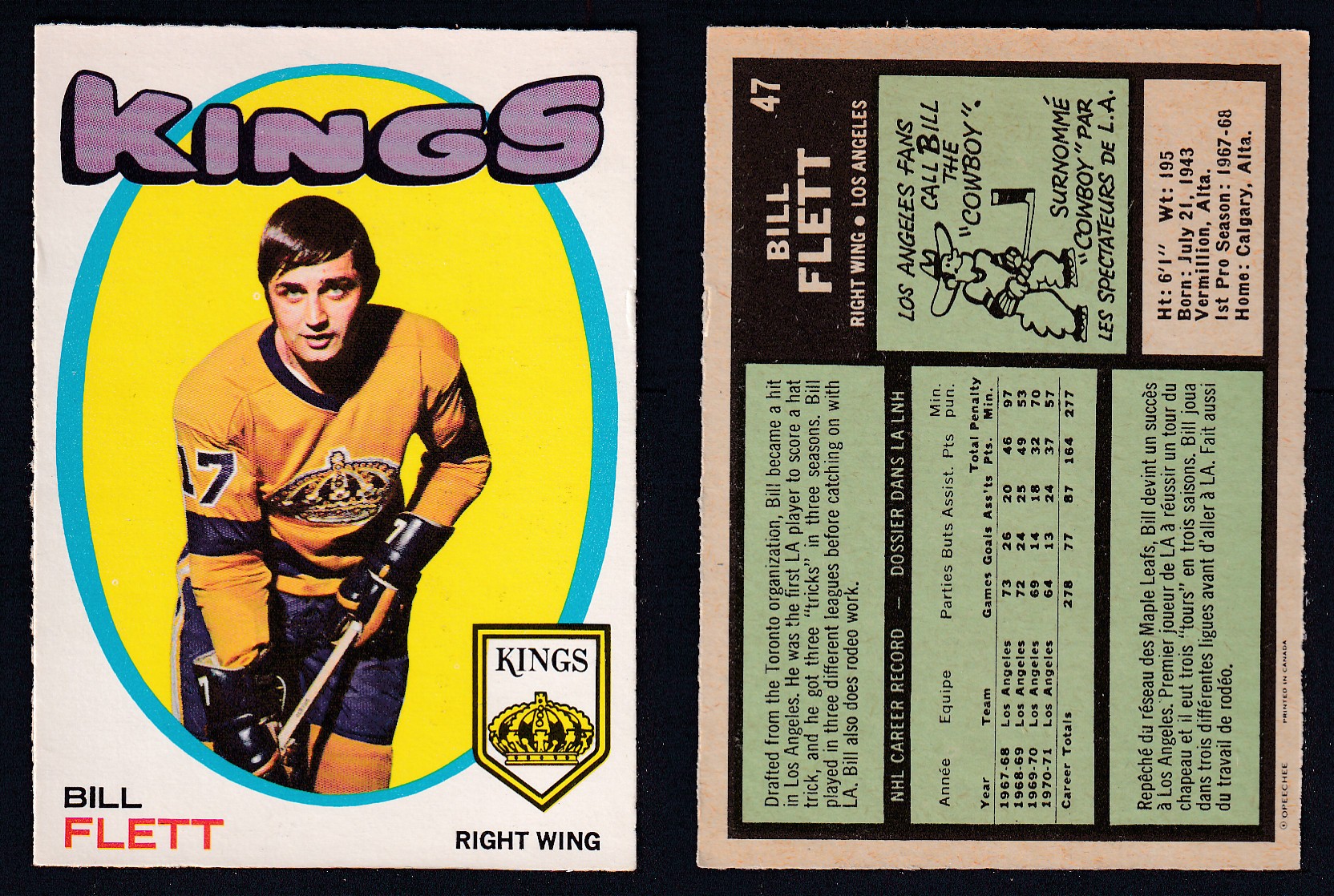 1971-72 O-PEE-CHEE HOCKEY CARD #47 B. FLETT photo 1971-72 O-PEE-CHEE HOCKEY CARD #47 B. FLETT photo