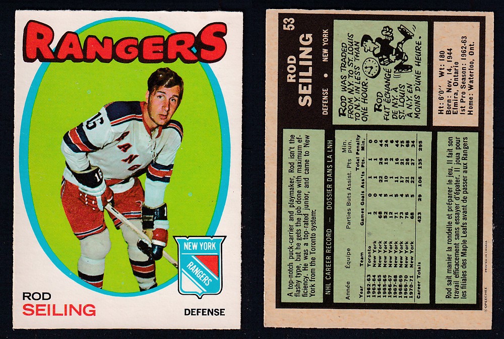 1971-72 O-PEE-CHEE HOCKEY CARD #53 R. SEILING photo 1971-72 O-PEE-CHEE HOCKEY CARD #53 R. SEILING photo