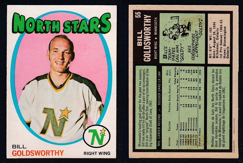 1971-72 O-PEE-CHEE HOCKEY CARD #55 B. GOLDSWORTHY photo