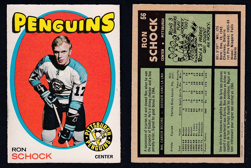 1971-72 O-PEE-CHEE HOCKEY CARD #56 R. SCHOCK photo