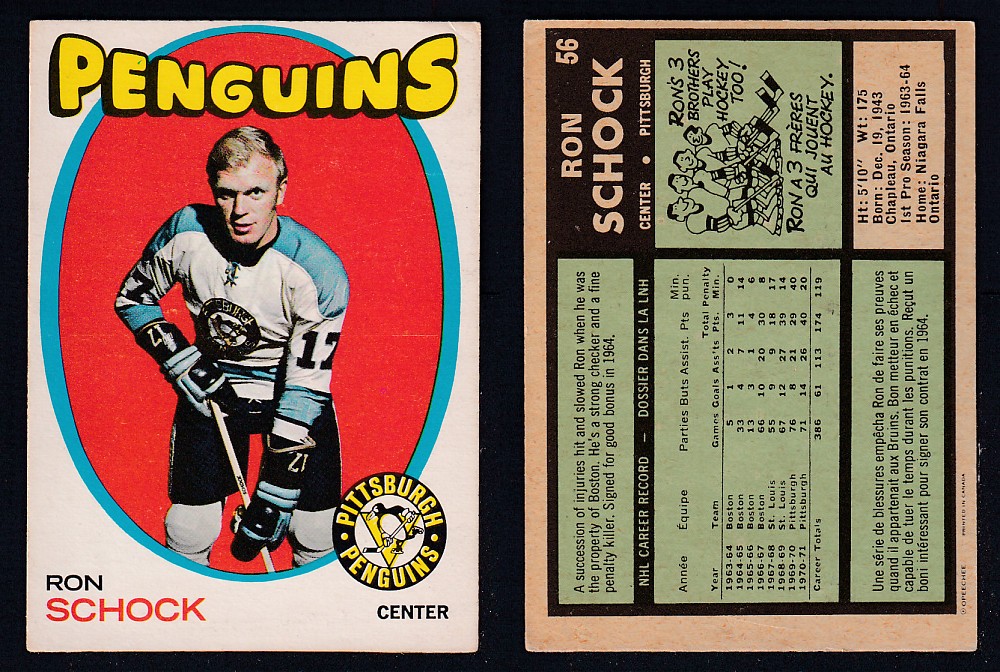 1971-72 O-PEE-CHEE HOCKEY CARD #56 R. SCHOCK photo