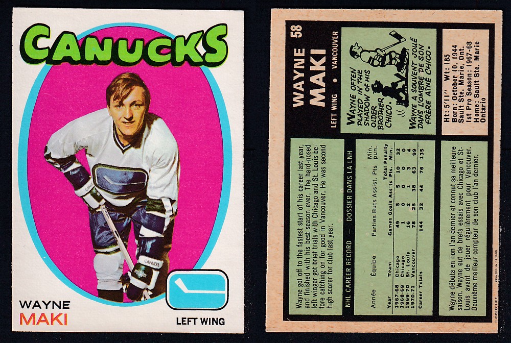 1971-72 O-PEE-CHEE HOCKEY CARD #58 W. MAKI photo