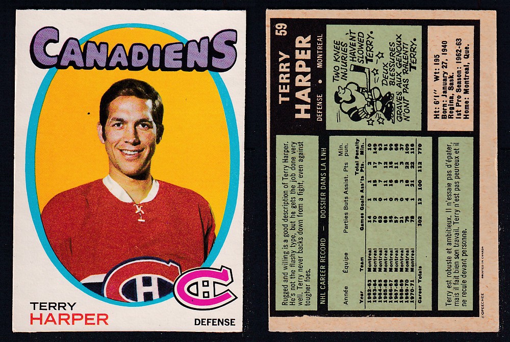 1971-72 O-PEE-CHEE HOCKEY CARD #59 T. HARPER photo