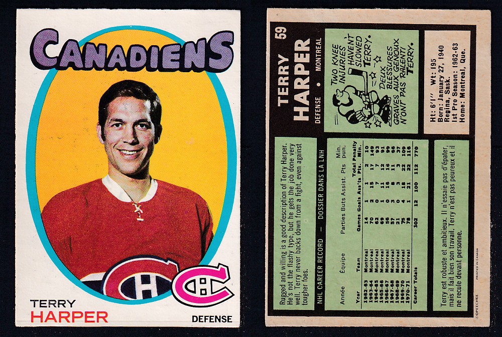 1971-72 O-PEE-CHEE HOCKEY CARD #59 T. HARPER photo