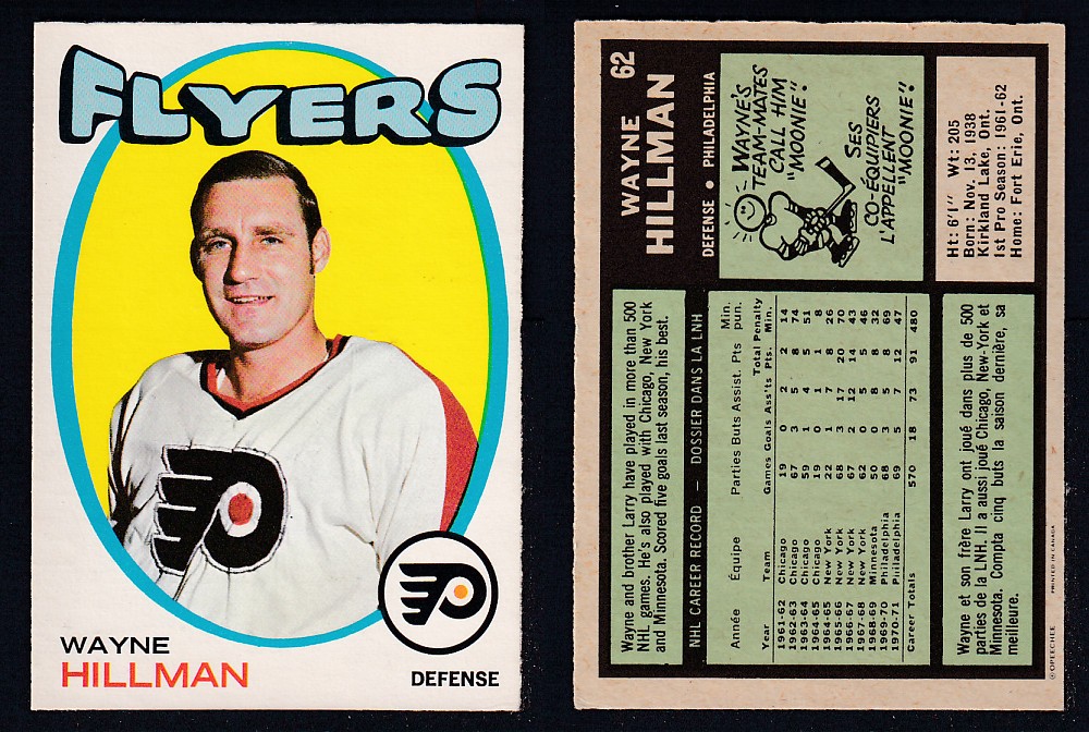 1971-72 O-PEE-CHEE HOCKEY CARD #62 W. HILLMAN photo
