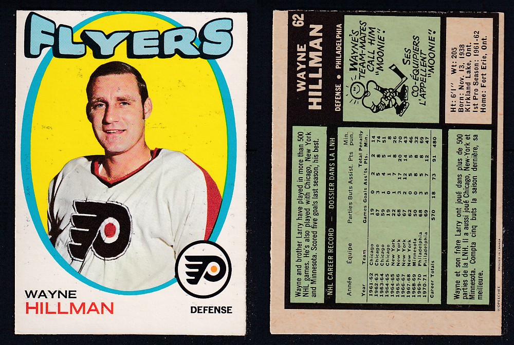 1971-72 O-PEE-CHEE HOCKEY CARD #62 W. HILLMAN photo