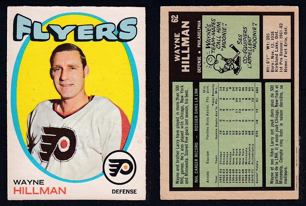 1971-72 O-PEE-CHEE HOCKEY CARD #62 W. HILLMAN photo 1971-72 O-PEE-CHEE HOCKEY CARD #62 W. HILLMAN photo