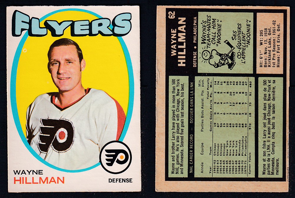 1971-72 O-PEE-CHEE HOCKEY CARD #62 W. HILLMAN photo 1971-72 O-PEE-CHEE HOCKEY CARD #62 W. HILLMAN photo