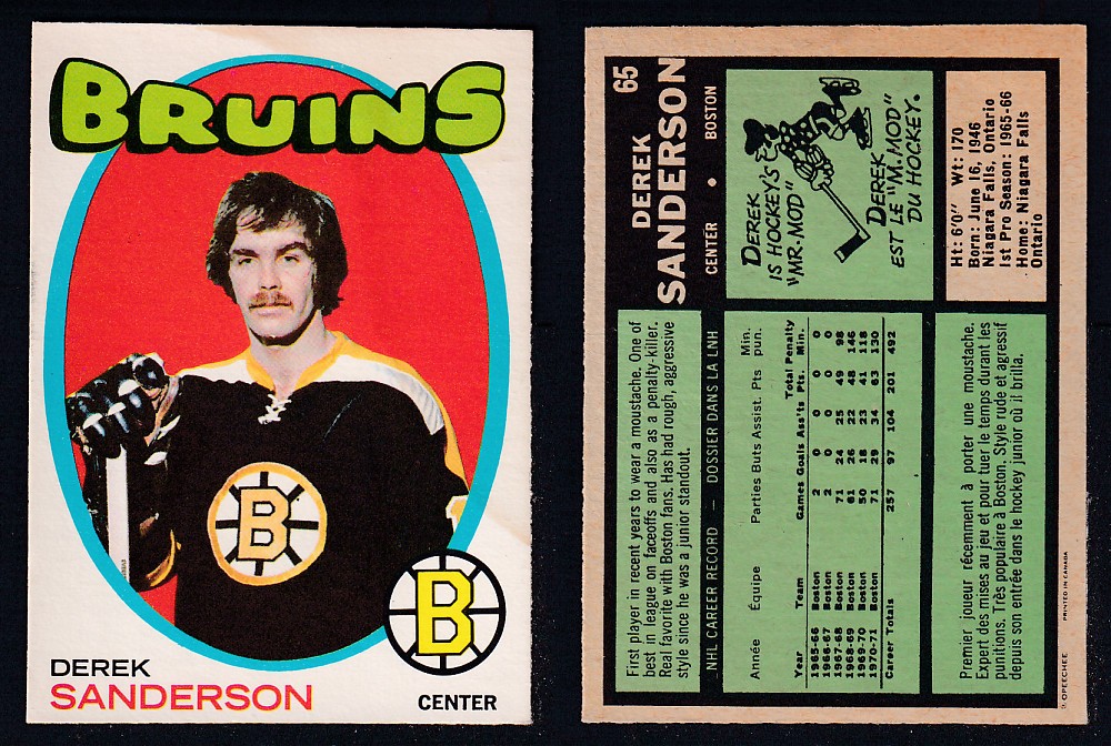 1971-72 O-PEE-CHEE HOCKEY CARD #65 D. SANDERSON photo 1971-72 O-PEE-CHEE HOCKEY CARD #65 D. SANDERSON photo