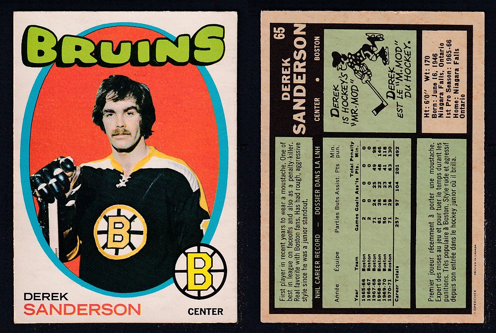 1971-72 O-PEE-CHEE HOCKEY CARD #65 D. SANDERSON photo 1971-72 O-PEE-CHEE HOCKEY CARD #65 D. SANDERSON photo
