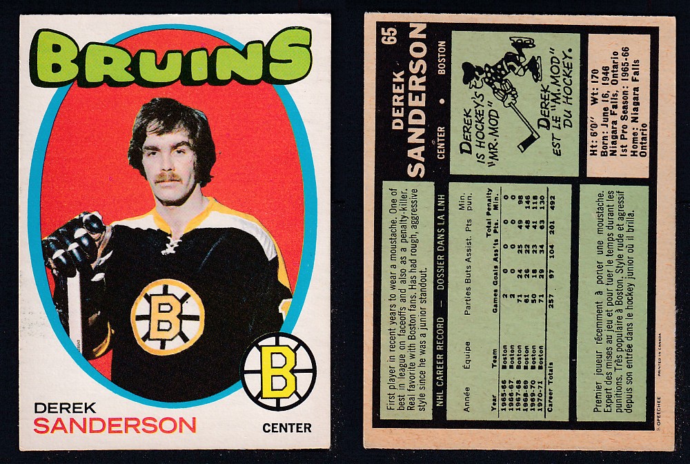 1971-72 O-PEE-CHEE HOCKEY CARD #65 D. SANDERSON photo 1971-72 O-PEE-CHEE HOCKEY CARD #65 D. SANDERSON photo
