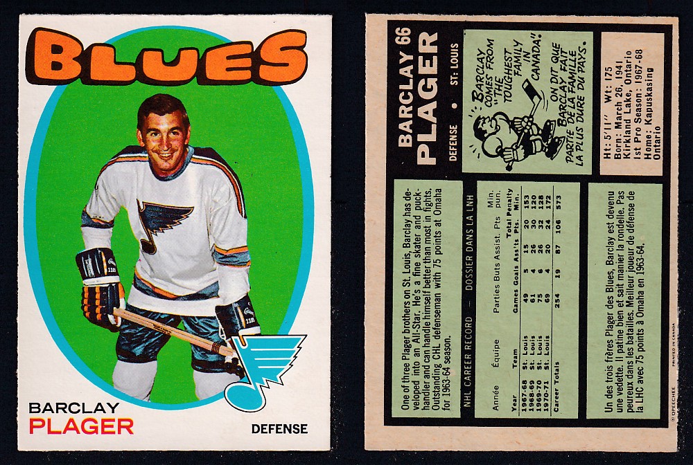 1971-72 O-PEE-CHEE HOCKEY CARD #66 B. PLAGER photo 1971-72 O-PEE-CHEE HOCKEY CARD #66 B. PLAGER photo