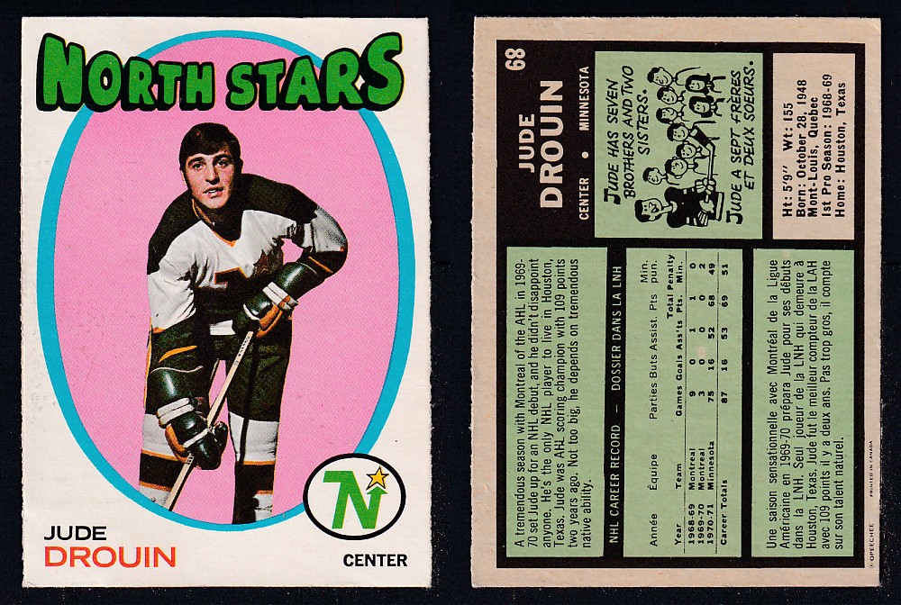 1971-72 O-PEE-CHEE HOCKEY CARD #68 J. DROUIN photo