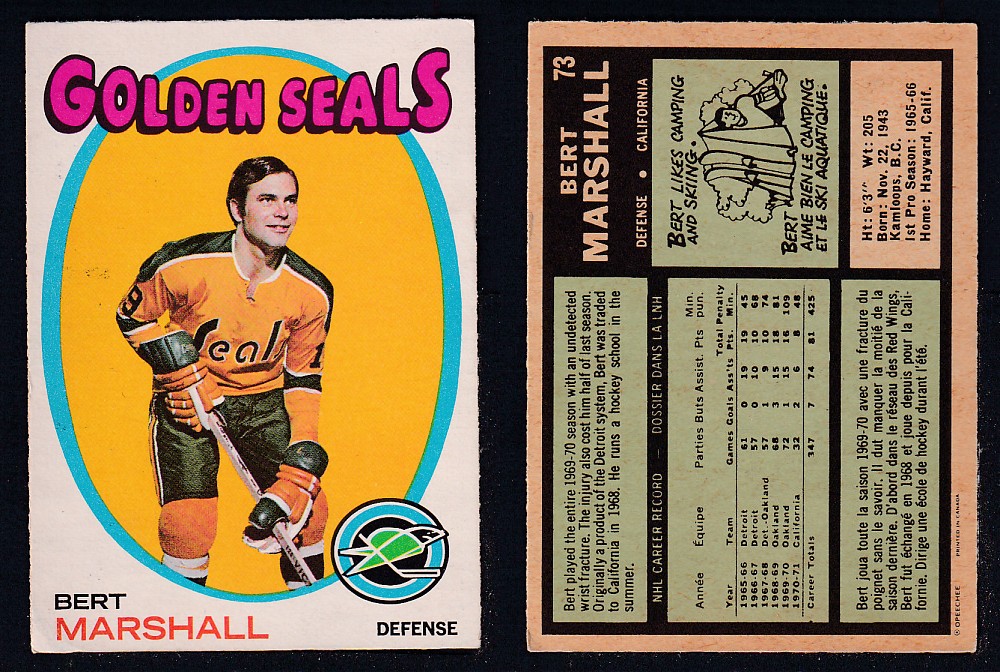 1971-72 O-PEE-CHEE HOCKEY CARD #73 B. MARSHALL photo