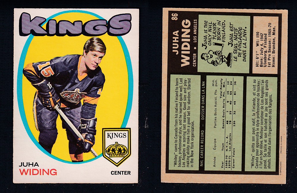 1971-72 O-PEE-CHEE HOCKEY CARD #86 J. WIDING photo 1971-72 O-PEE-CHEE HOCKEY CARD #86 J. WIDING photo