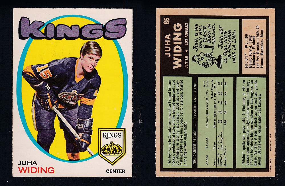 1971-72 O-PEE-CHEE HOCKEY CARD #86 J. WIDING photo 1971-72 O-PEE-CHEE HOCKEY CARD #86 J. WIDING photo