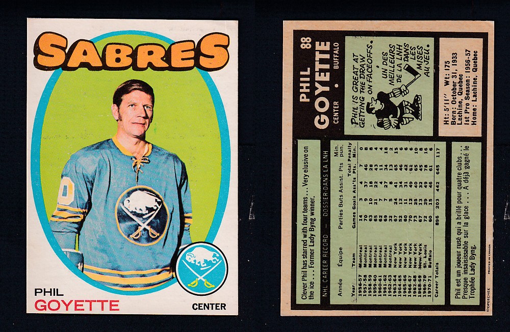 1971-72 O-PEE-CHEE HOCKEY CARD #88 P. GOYETTE photo