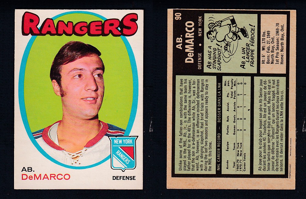 1971-72 O-PEE-CHEE HOCKEY CARD #90 AB. DeMARCO photo