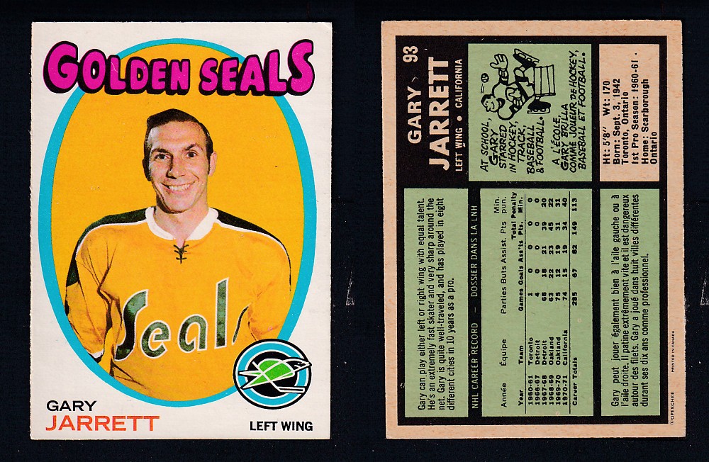 1971-72 O-PEE-CHEE HOCKEY CARD #93 G. JARRETT photo 1971-72 O-PEE-CHEE HOCKEY CARD #93 G. JARRETT photo