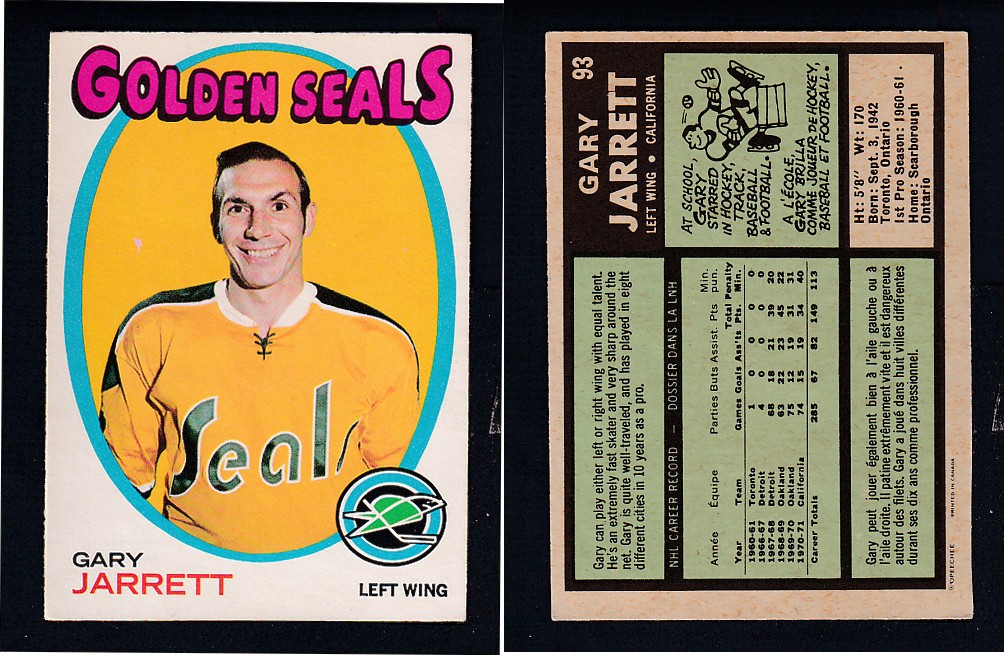 1971-72 O-PEE-CHEE HOCKEY CARD #93 G. JARRETT photo