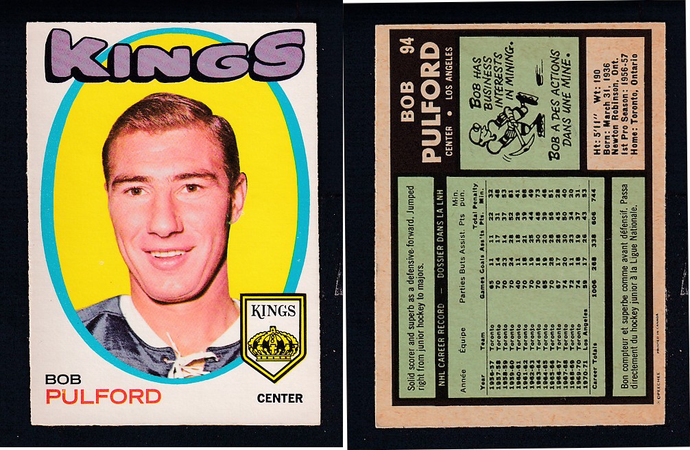 1971-72 O-PEE-CHEE HOCKEY CARD #94 B. PULFORD photo