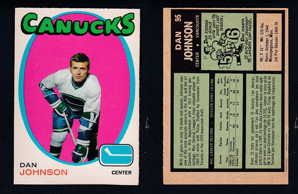1971-72 O-PEE-CHEE HOCKEY CARD #95 D. JONHSON photo