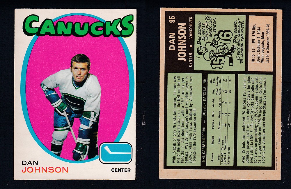 1971-72 O-PEE-CHEE HOCKEY CARD #95 D. JONHSON photo
