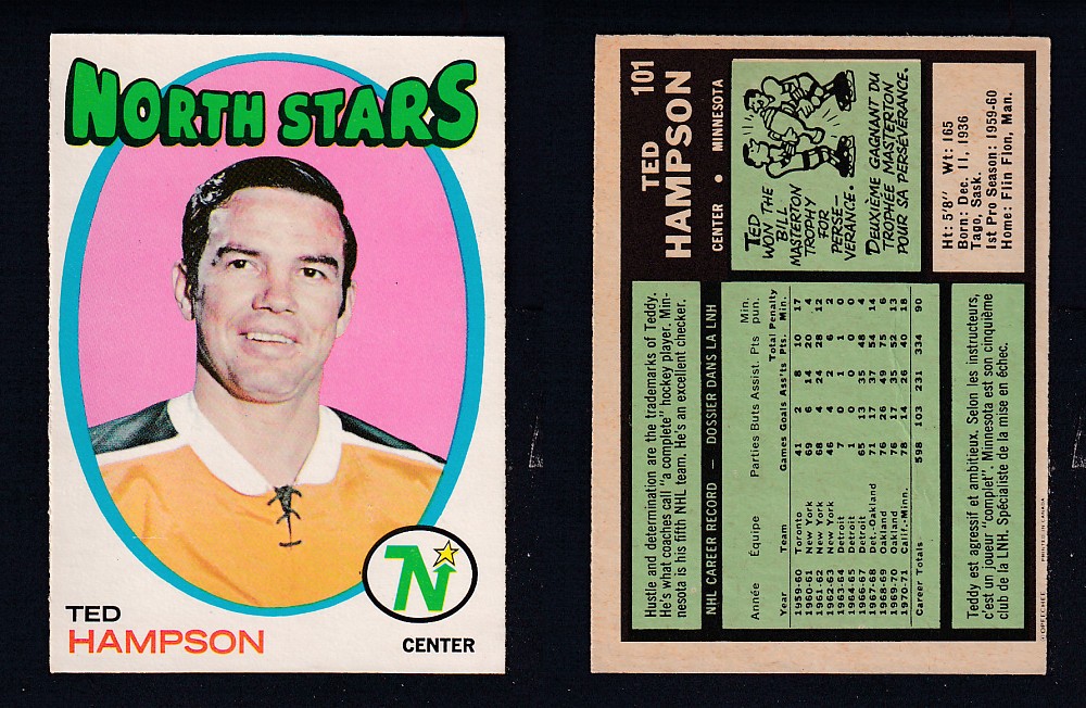 1971-72 O-PEE-CHEE HOCKEY CARD #101 T. HAMPSON photo