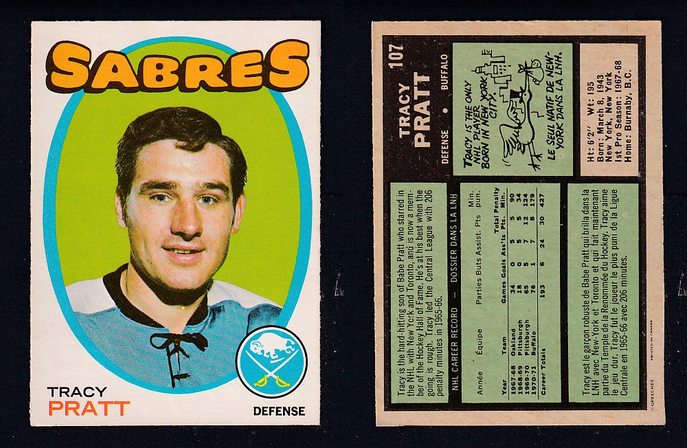 1971-72 O-PEE-CHEE HOCKEY CARD #107 T. PRATT photo 1971-72 O-PEE-CHEE HOCKEY CARD #107 T. PRATT photo