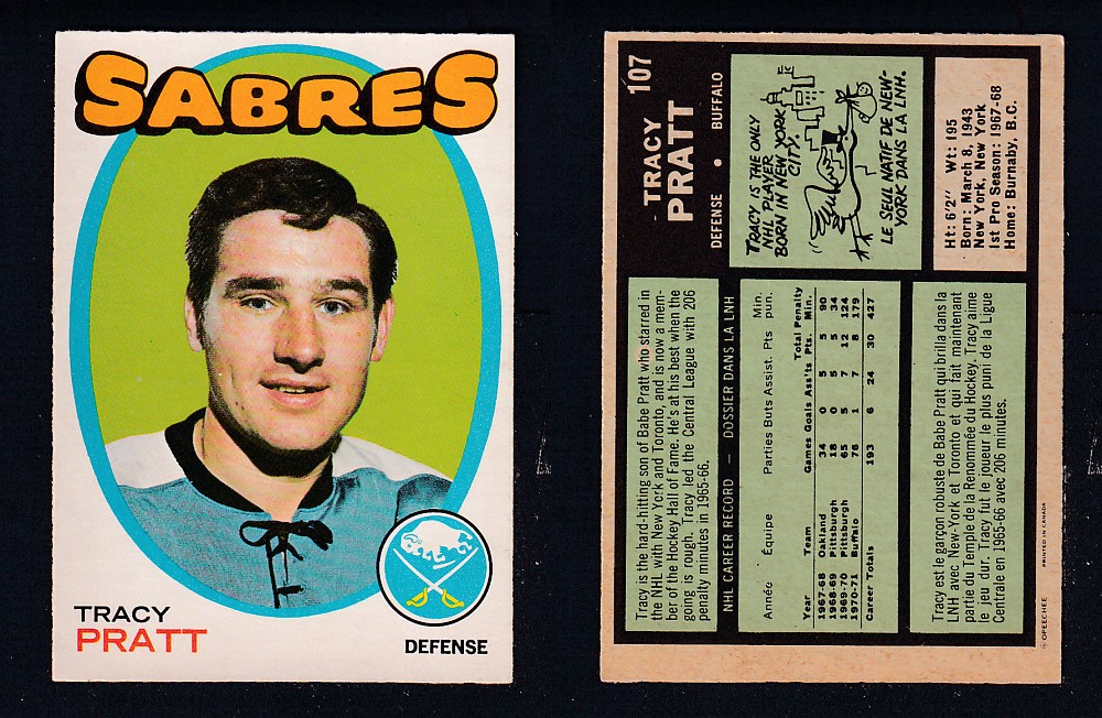 1971-72 O-PEE-CHEE HOCKEY CARD #107 T. PRATT photo 1971-72 O-PEE-CHEE HOCKEY CARD #107 T. PRATT photo