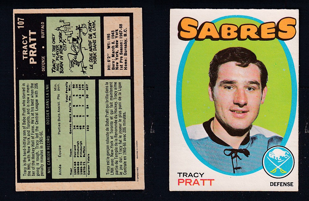 1971-72 O-PEE-CHEE HOCKEY CARD #107 T. PRATT photo 1971-72 O-PEE-CHEE HOCKEY CARD #107 T. PRATT photo