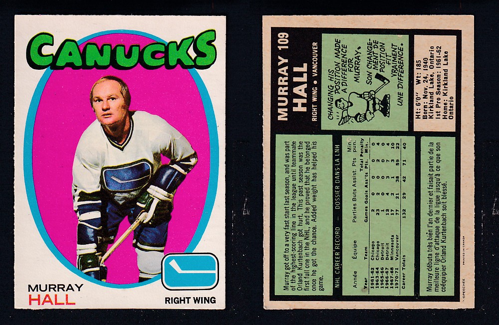 1971-72 O-PEE-CHEE HOCKEY CARD #109 M. HALL photo