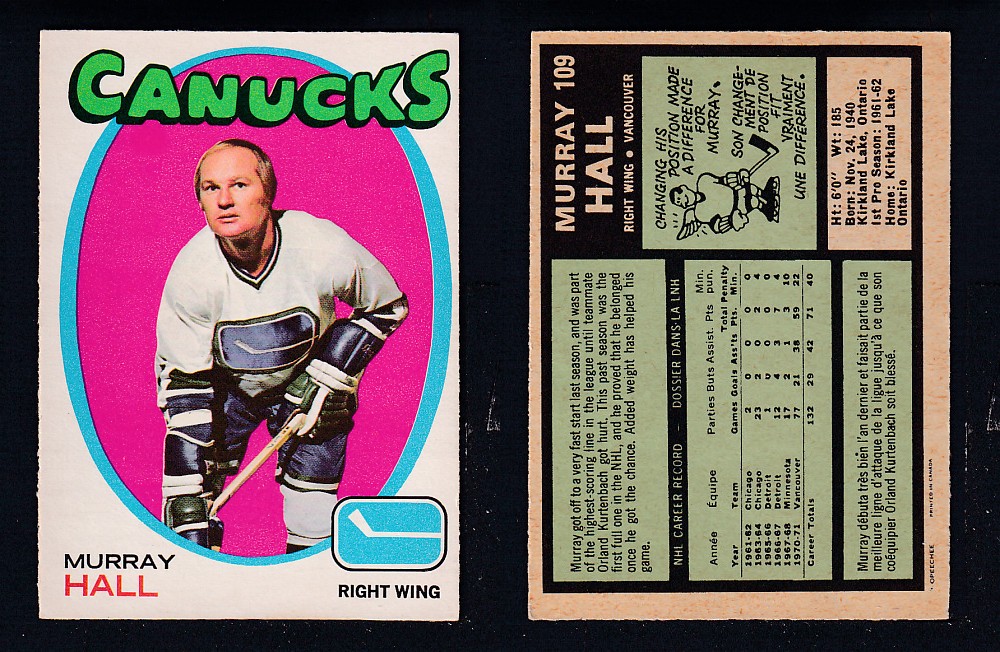 1971-72 O-PEE-CHEE HOCKEY CARD #109 M. HALL photo 1971-72 O-PEE-CHEE HOCKEY CARD #109 M. HALL photo