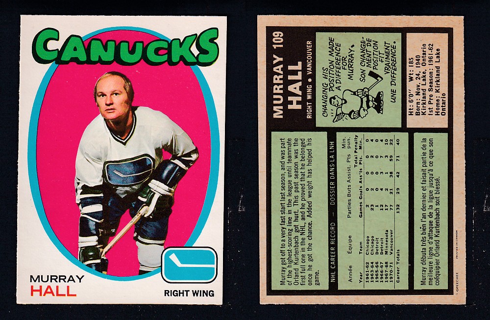 1971-72 O-PEE-CHEE HOCKEY CARD #109 M. HALL photo 1971-72 O-PEE-CHEE HOCKEY CARD #109 M. HALL photo