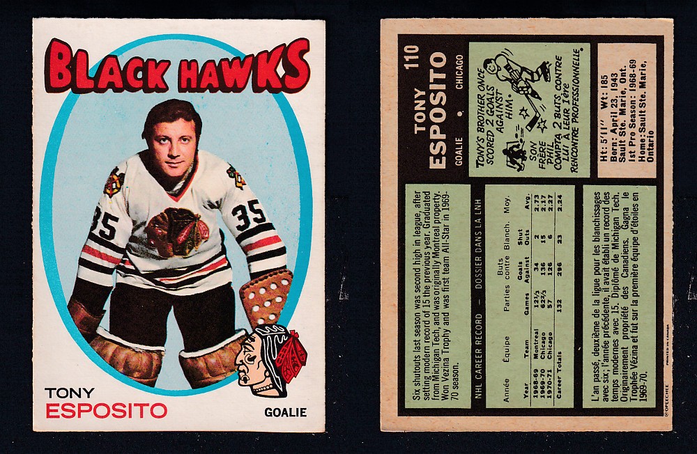 1971-72 O-PEE-CHEE HOCKEY CARD #110 T. ESPOSITO photo 1971-72 O-PEE-CHEE HOCKEY CARD #110 T. ESPOSITO photo