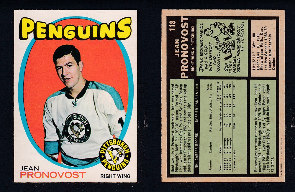 1971-72 O-PEE-CHEE HOCKEY CARD #118 J. PRONOVOST photo 1971-72 O-PEE-CHEE HOCKEY CARD #118 J. PRONOVOST photo