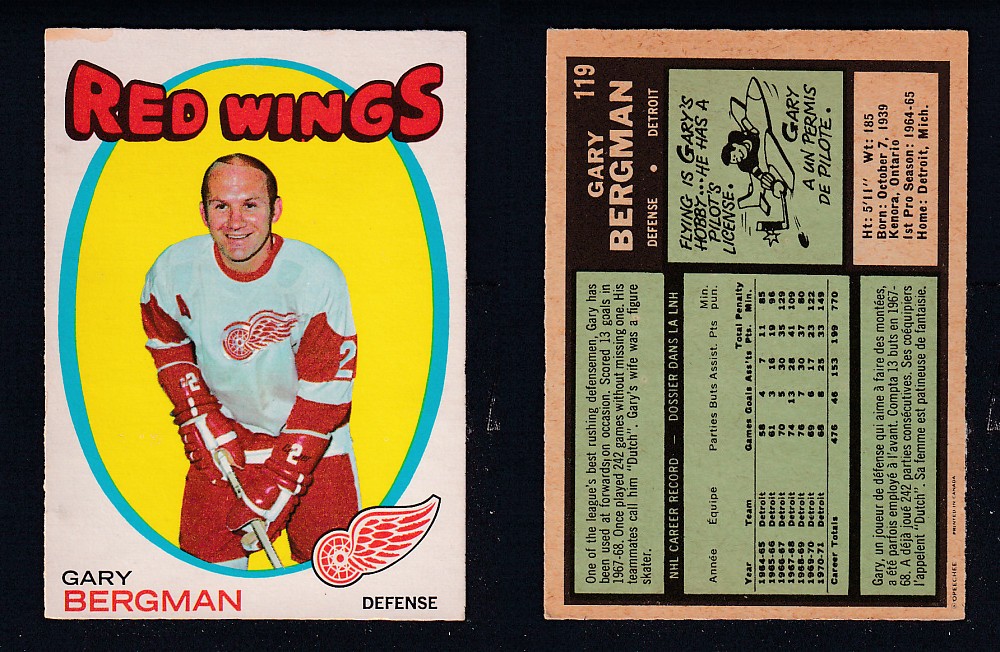 1971-72 O-PEE-CHEE HOCKEY CARD #119 G. BERGMAN photo 1971-72 O-PEE-CHEE HOCKEY CARD #119 G. BERGMAN photo