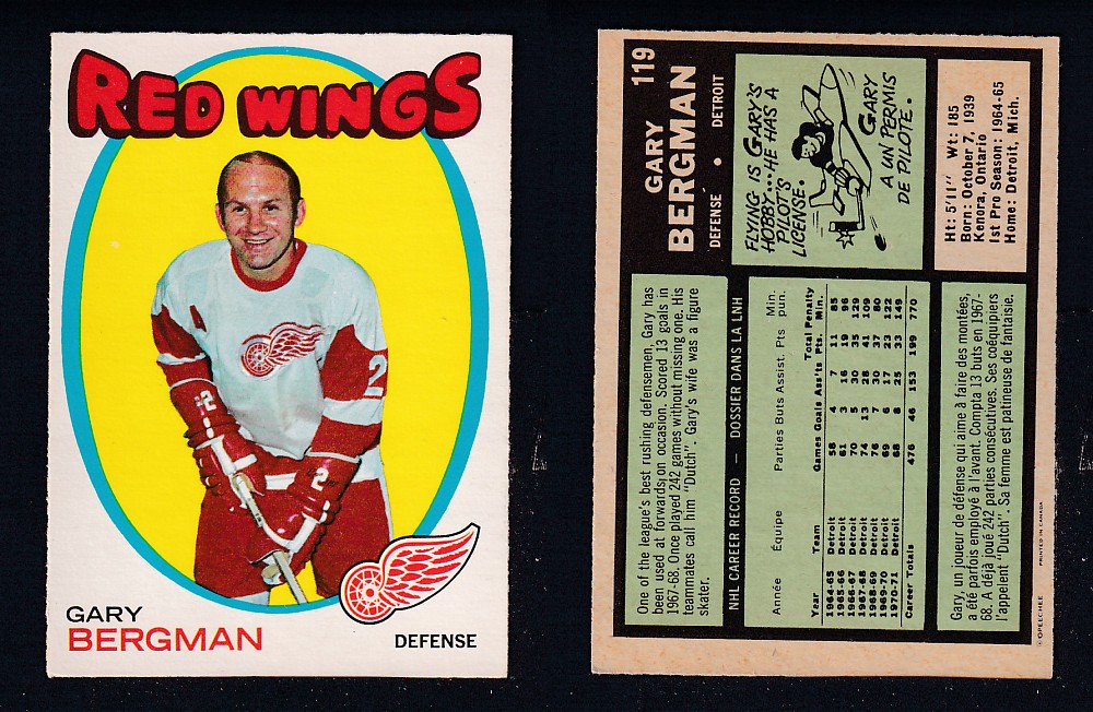 1971-72 O-PEE-CHEE HOCKEY CARD #119 G. BERGMAN photo
