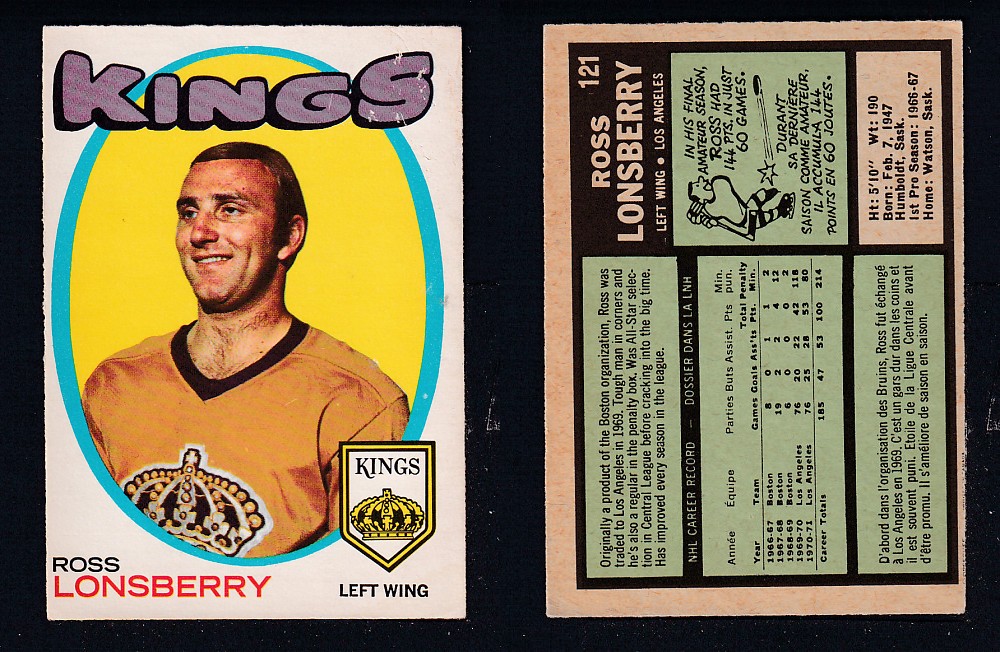 1971-72 O-PEE-CHEE HOCKEY CARD #121 R. LONSBERRY photo 1971-72 O-PEE-CHEE HOCKEY CARD #121 R. LONSBERRY photo