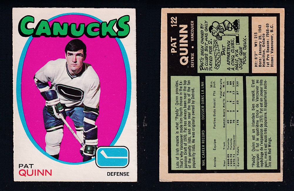 1971-72 O-PEE-CHEE HOCKEY CARD #122 P. QUINN photo