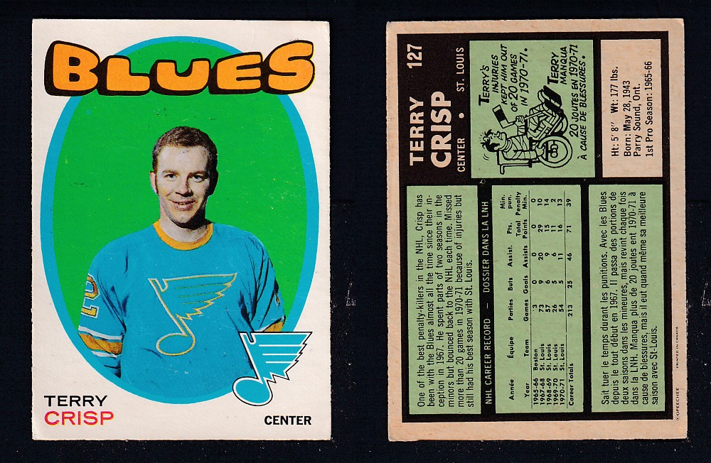 1971-72 O-PEE-CHEE HOCKEY CARD #127 T. CRISP photo 1971-72 O-PEE-CHEE HOCKEY CARD #127 T. CRISP photo