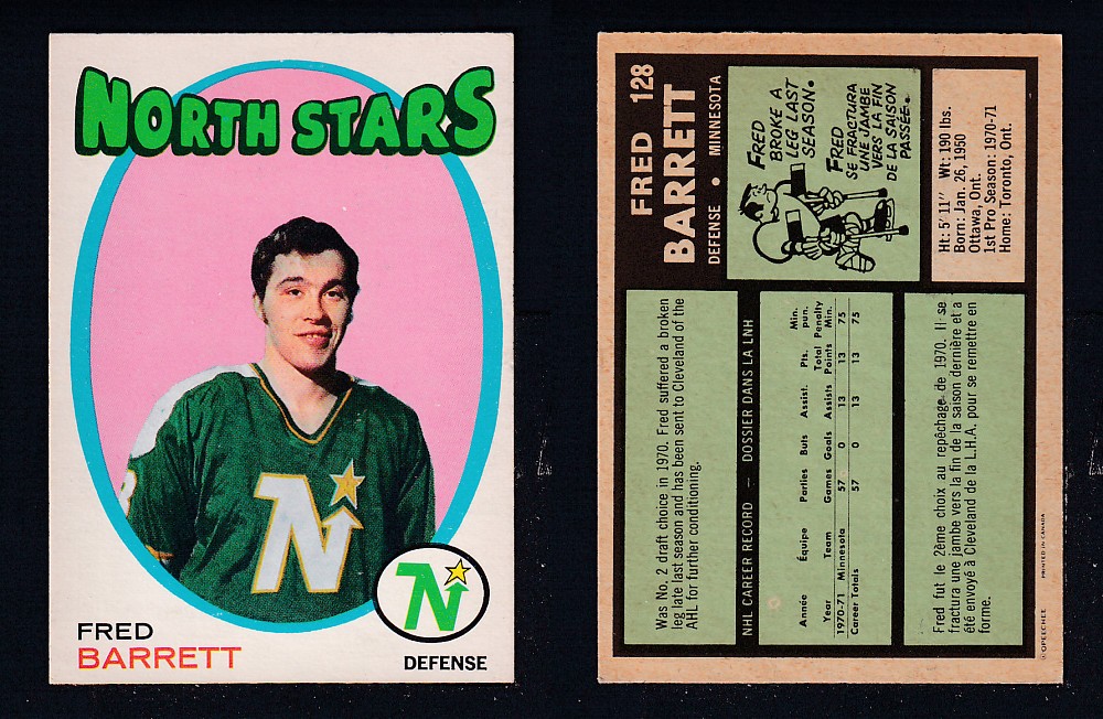 1971-72 O-PEE-CHEE HOCKEY CARD #128 F. BARRETT photo 1971-72 O-PEE-CHEE HOCKEY CARD #128 F. BARRETT photo