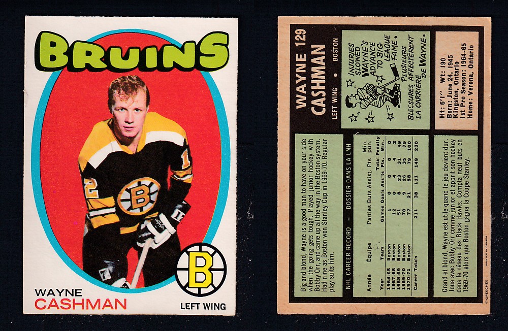 1971-72 O-PEE-CHEE HOCKEY CARD #129 W. CASHMAN photo 1971-72 O-PEE-CHEE HOCKEY CARD #129 W. CASHMAN photo