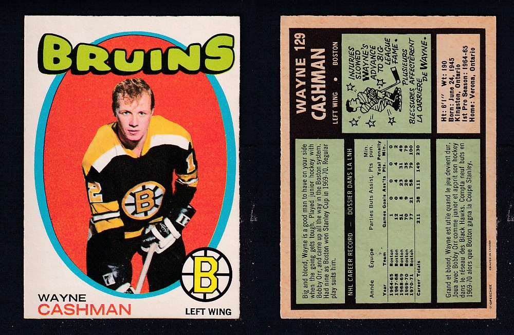 1971-72 O-PEE-CHEE HOCKEY CARD #129 W. CASHMAN photo 1971-72 O-PEE-CHEE HOCKEY CARD #129 W. CASHMAN photo