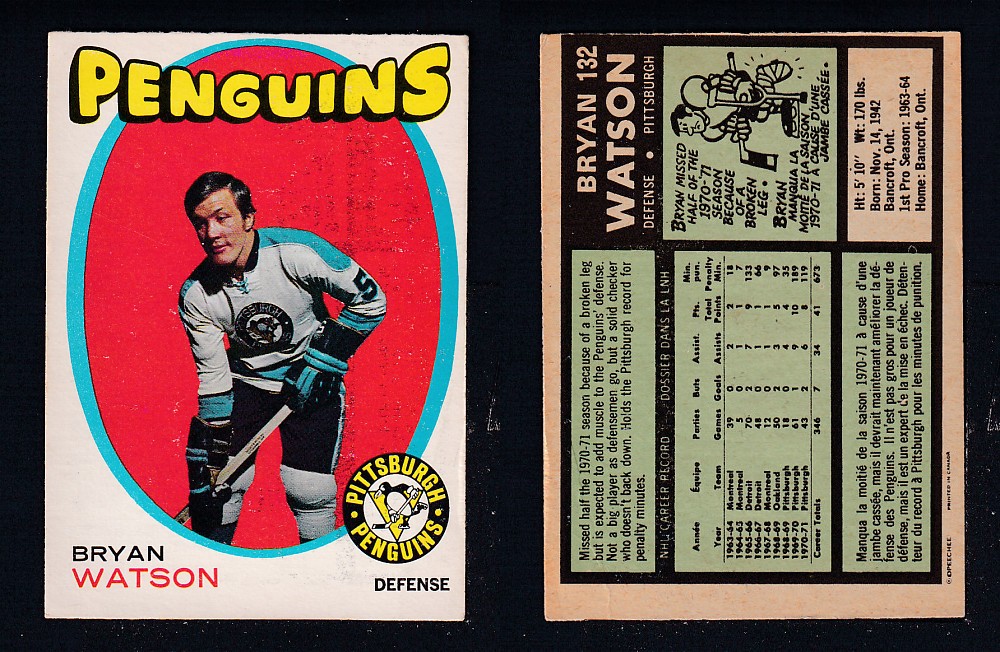1971-72 O-PEE-CHEE HOCKEY CARD #132 B. WATSON photo 1971-72 O-PEE-CHEE HOCKEY CARD #132 B. WATSON photo