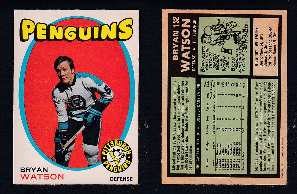 1971-72 O-PEE-CHEE HOCKEY CARD #132 B. WATSON photo 1971-72 O-PEE-CHEE HOCKEY CARD #132 B. WATSON photo